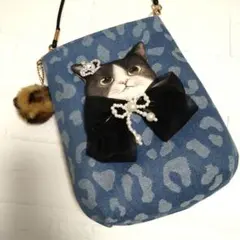 さ*ー様 コヤンイサムチョン☆ころりんサコッシュ　ヒョウ柄デニム　ジョース　リボ