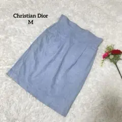 クリスチャンディオール【M】ライトブルー タイトスカート ひざ丈　スエード風