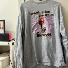 グレー 長袖Tシャツ 花と風景デザインのサムネイル