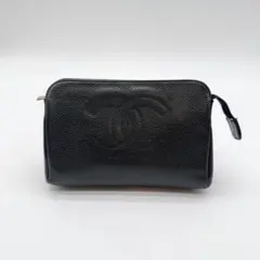 外観美品✨シャネル キャビアスキン ポーチ ココマーク マルチケース ブラックのサムネイル