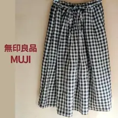 無印　ギャザー　スカート　チェック　muji フリーサイズ