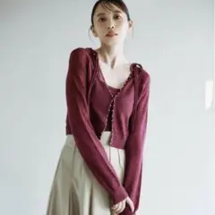 COCODEAL ココディール パールモヘヤショートカーディガン　薄手　長袖