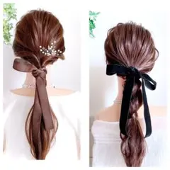 商品No.133 ワイド ベロアリボンのポニーフック ベルベットリボン