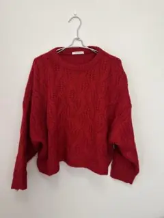 今年11月購入　chocol raffine 赤 ケーブルニットセーター