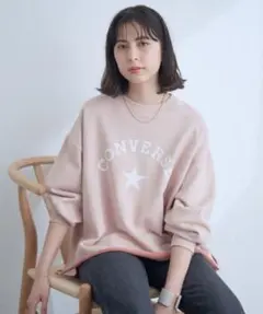 【CONVERSE】ViS別注プリントスウェットプルオーバー　ピンク　Mサイズ
