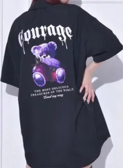 クマ熊ブラウスシャツ半袖ネクタイゴスロリロリィタパンク病み夢かわいい量産型地雷黒