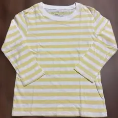【無印良品】長袖 Tシャツ カットソー ボーダー イエロー