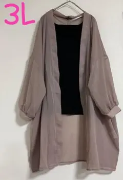 【新品タグ付き　大きいサイズ】シフォンロングガウン*インナー2点セット3L
