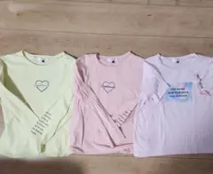 ピンクラテ　長袖カットソー2枚 　Tシャツ1枚　合計3枚セット　XS　150