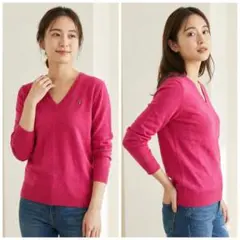 ポロラルフローレンSPORT メリノウール 長袖ニットセーター ピンク Mサイズ