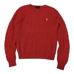 美品✨大きめ　ラルフローレンスポーツ　コットンケーブル編みニット　ポニー刺繍