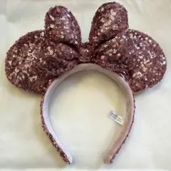 ミニー　スパンコール　カチューシャ　ピンク