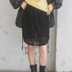 【美品】JEANASIS シャーリングキモウレーススカートのサムネイル