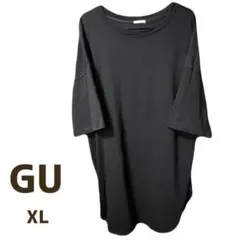 匿名配送★GU ジーユー ヘビーウェイト オーバーサイズT XL 黒 Tシャツ