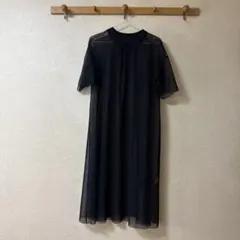 Ray BEAMS ブラック メッシュ ドットワンピース 半袖のサムネイル
