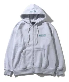 THRASHER フルジップ グレー パーカー