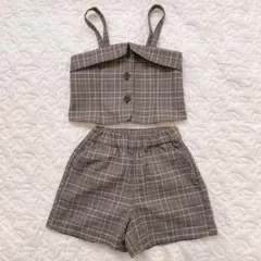 branshes＊チェックセットアップ＋黒カットソー.100cm