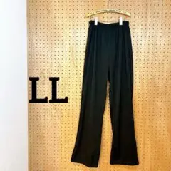 ワイドイージーパンツ スパッツ ブラック L〜LL ウエストゴム スリット