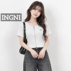 k0283 INGNI ダブルZIPリブカーディガン オートミール