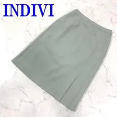 インディヴィ 膝丈スカート グリーン ポリエステル100％ 38 C3275