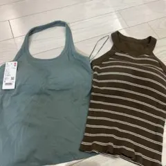 UNIQLO グリーン Sサイズ ブラトップ　２枚セットお買い得