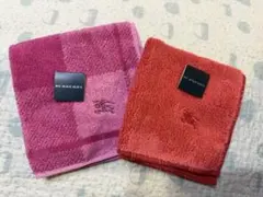 BURBERRY タオルハンカチ 2枚セット ピンク 赤