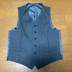 グレー スーツベスト ボタン付き