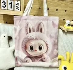ラブブ トートバッグ　Labubu 大　約40x35cm 後は無地です