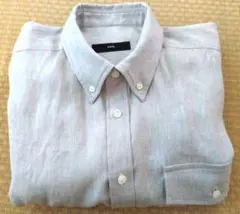 wafu 新品未使用 ポケット付 シャンブレー リネン ボタンダウン シャツ