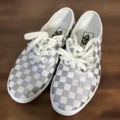 バンズ　スニーカー　チェック柄　シルバー　ホワイト　22㎝