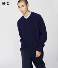 UNIQLO:C クルーネックフルジップカーディガン ネイビー Lのサムネイル