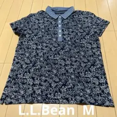 美品エルエルビーンL.L.Beanネイビー花柄ポロシャツアウトドアMのサムネイル