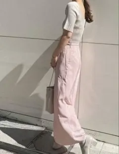 【SNIDEL】リブニット&スカート　セット　レイヤードコーデ　GLY×PNK