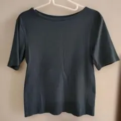 ユニクロ　ダークブルー リブ 半袖Tシャツ Lサイズ