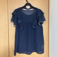 earth music&ecology ネイビー フリル 半袖 M