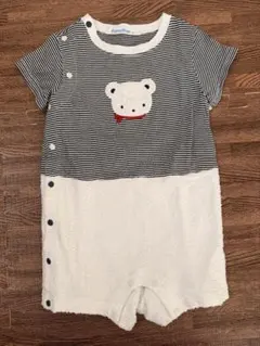 現行　familiar クマ刺繍ロンパース 80