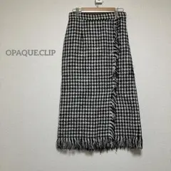 【オペークドットクリップ】 白黒チェック Mサイズ ロングスカート　b276