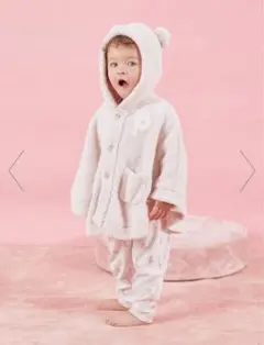 gelato pique フード付きポンチョ ピンク　ジェラートピケ　くま