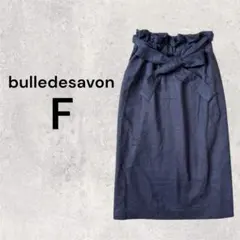 ビュルデサボン 日本製 ハイウエストタイトスカート フェイクスエード リボン