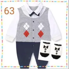 【数量限定SALE】フォーマルロンパース　アーガイル柄　入園式　結婚式　63