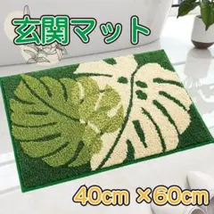 玄関マット モンステラ柄 G-6-D バスマット 室内マット リーフ グリーン