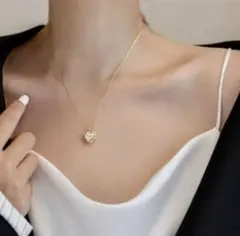 シェルハートネックレス　2way ヴィンテージ風　上品　女性らしい　韓国風