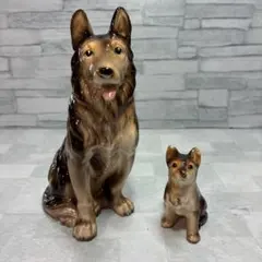 昭和レトロ 陶器製 コリー シェルティ 置物 犬 フィギュア 名犬