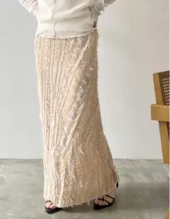 フリンジ ロングスカート