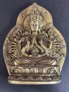 千手観音菩薩 仏像 金属製 彫刻 仏具 置物