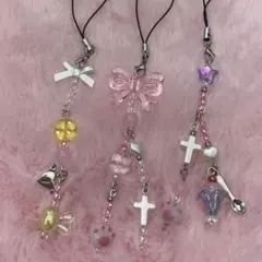 ビーズキーホルダー ハンドメイド 3点セット