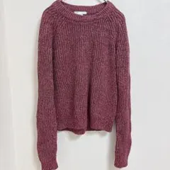 H&M エイチアンドエム 畔編み ニット セーター ボルドー ミックスカラーXS