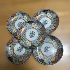 有田焼　吾山窯　金彩　染錦　小皿　5枚セット　花文様　銘々皿　取り皿　古伊万里