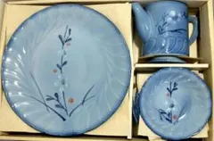 司窯（つかさがま)青色花柄食器11点セット