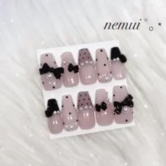 No.38 ネイルチップ ピンク 水玉 韓国 量産型 フレンチガーリー ワンホン